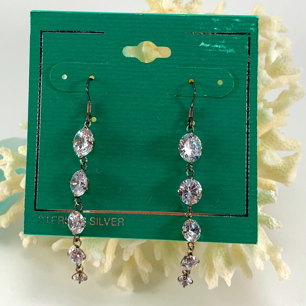 Silver Crystal Dangle Earrings